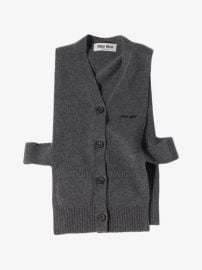 Miu Miu Cashmere Cardigan Vest | Grey | FARFETCH at Farfetch
